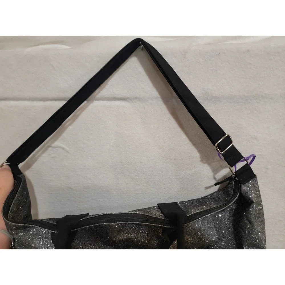 Victoria's Secret Silver Glitter Weekend Getaway Tote‎ Bag Large Duffel Sparkle
